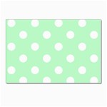 Polka Dots - White on Mint Green Postcard 4  x 6 