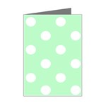 Polka Dots - White on Mint Green Mini Greeting Card