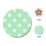 Polka Dots - White on Mint Green Playing Cards (Round)
