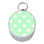 Polka Dots - White on Mint Green Silver Compass (Mini)