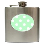 Polka Dots - White on Mint Green Hip Flask (6 oz)