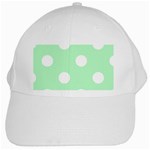 Polka Dots - White on Mint Green White Cap