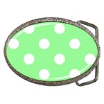 Polka Dots - White on Light Green Belt Buckle