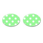 Polka Dots - White on Light Green Cufflinks (Oval)