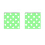 Polka Dots - White on Light Green Cufflinks (Square)