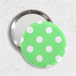 Polka Dots - White on Light Green 2.25  Handbag Mirror