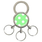 Polka Dots - White on Light Green 3-Ring Key Chain
