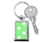 Polka Dots - White on Light Green Key Chain (Rectangle)