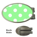 Polka Dots - White on Light Green Money Clip (Oval)