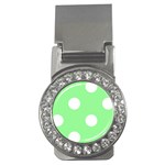 Polka Dots - White on Light Green Money Clip (CZ)