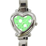 Polka Dots - White on Light Green Heart Italian Charm Watch