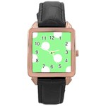 Polka Dots - White on Light Green Rose Gold Leather Watch