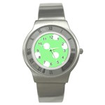 Polka Dots - White on Light Green Stainless Steel Watch