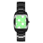 Polka Dots - White on Light Green Stainless Steel Barrel Watch
