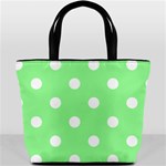 Polka Dots - White on Light Green Bucket Bag