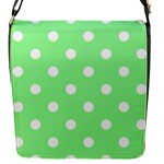 Polka Dots - White on Light Green Flap Closure Messenger Bag (S)