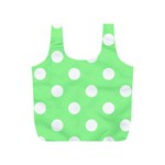Polka Dots - White on Light Green Full Print Recycle Bag (S)