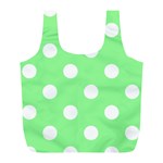 Polka Dots - White on Light Green Full Print Recycle Bag (L)