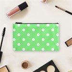 Polka Dots - White on Light Green Cosmetic Bag (S)