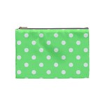 Polka Dots - White on Light Green Cosmetic Bag (M)