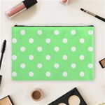 Polka Dots - White on Light Green Cosmetic Bag (L)