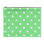 Polka Dots - White on Light Green Cosmetic Bag (XL)