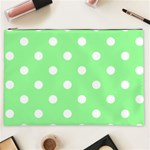 Polka Dots - White on Light Green Cosmetic Bag (XXL)