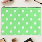 Polka Dots - White on Light Green Cosmetic Bag (XXXL)