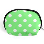 Polka Dots - White on Light Green Accessory Pouch (Medium)