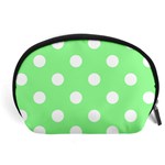 Polka Dots - White on Light Green Accessory Pouch (Large)