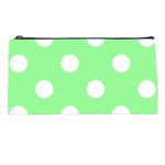 Polka Dots - White on Light Green Pencil Case
