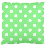 Polka Dots - White on Light Green Large Cushion Case (Two Sides)