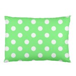 Polka Dots - White on Light Green Pillow Case (One Side)