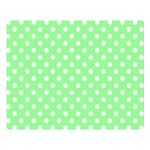 Polka Dots - White on Light Green Double Sided Flano Blanket (Large)