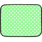 Polka Dots - White on Light Green Double Sided Fleece Blanket (Mini)