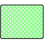 Polka Dots - White on Light Green Fleece Blanket (Medium) (One Side)