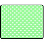 Polka Dots - White on Light Green Double Sided Fleece Blanket (Medium) (Two Sides)