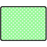 Polka Dots - White on Light Green Double Sided Fleece Blanket (Large) (Two Sides)