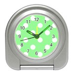 Polka Dots - White on Light Green Desk Alarm Clock