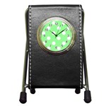 Polka Dots - White on Light Green Pen Holder Desk Clock