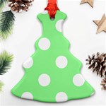 Polka Dots - White on Light Green Christmas Tree Ornament (Two Sides)