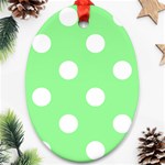 Polka Dots - White on Light Green Ornament (Oval)