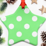 Polka Dots - White on Light Green Star Ornament (Two Sides)