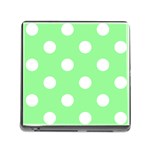 Polka Dots - White on Light Green Memory Card Reader (Square)