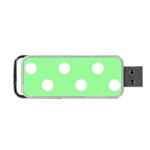 Polka Dots - White on Light Green Portable USB Flash (Two Sides)