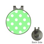 Polka Dots - White on Light Green Golf Ball Marker Hat Clip
