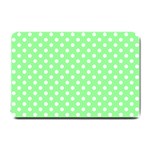 Polka Dots - White on Light Green Small Doormat