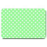 Polka Dots - White on Light Green Large Doormat