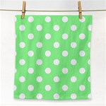 Polka Dots - White on Light Green Face Towel