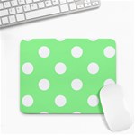 Polka Dots - White on Light Green Small Mousepad